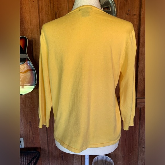 East of 7th Embroidered Flowers Yellow Open Cardigan Size L 3/4 Sleeves - Picture 6 of 11